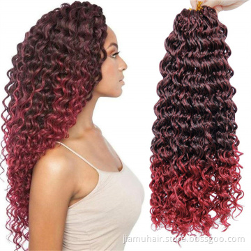 18inch Synthetic Hair Deep Wave Twist Crochet Hair Braids Bohemian Ombre Color Curls Braiding Hair Extensions